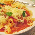 Pasta with tomato and creme fraiche 
