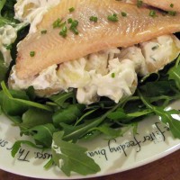 Warm potato salad with yoghurt, lemon and chives dressing