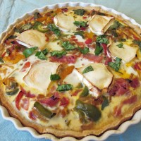 Pepper, Basil and Goats Cheese Quiche