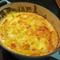 Macaroni Cheese with bacon, onion and red pepper